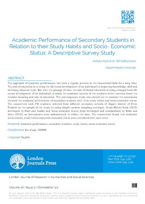 picture1_Study Habits Pdf 121316 | 889 Academic Performance Of Secondary Students In Relation To Their Study Habits And Socio Economic Status A Descriptive Survey Study