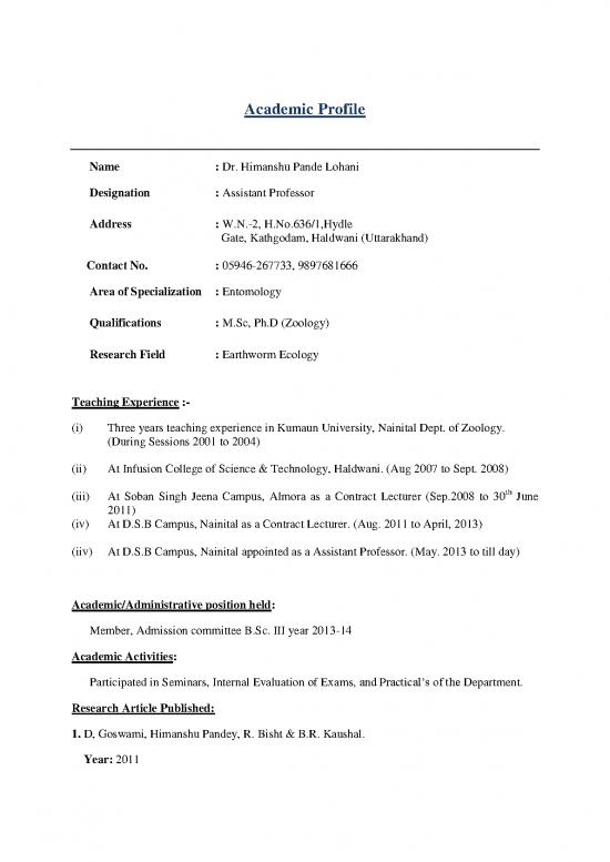 picture_Himanshu Pandey Pdf 121892 | Academic Profile  Of D Himanshu Lohani New