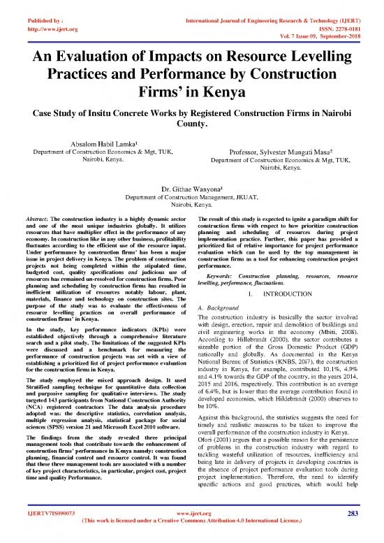 picture1_Economics Pdf 121837 | An Evaluation Of Impacts On Resource Levelling Practices And Performance By Construction Firms In Kenya Ijertv7is090073