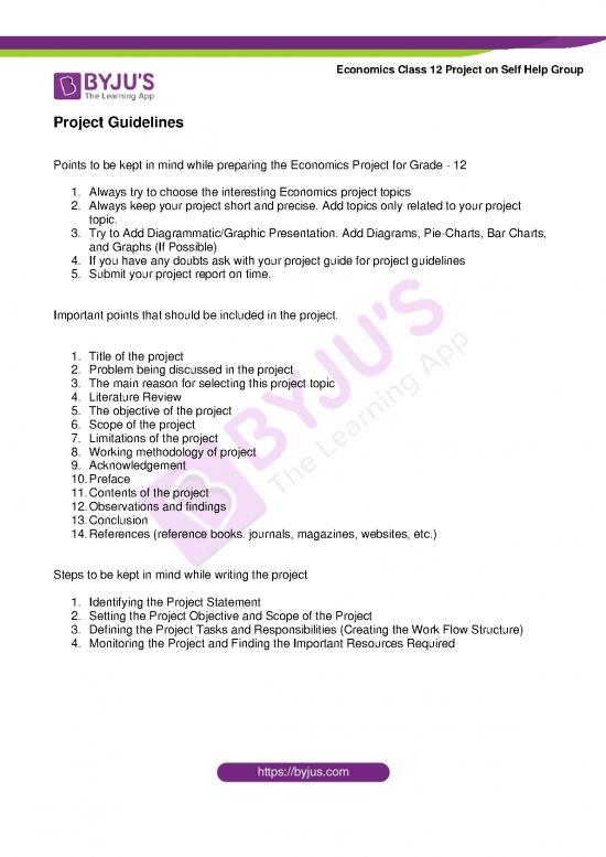 picture_Project Topics Pdf 121116 | Economics Class 12 Project On Self Help Group