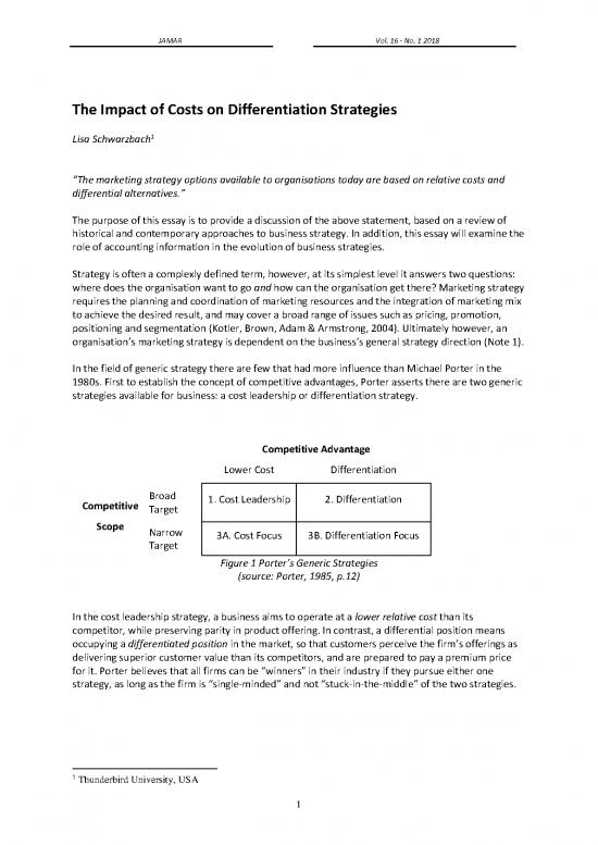 picture1_Differentiation Strategy Pdf 122211 | Jamar 1 The Impact Of Costs On Differentiation Strategies