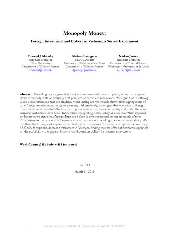 picture Monopoly Pdf 122488 | Monopoly Money Foreign Investment And Bribery In Vietnam A Survey Experiment