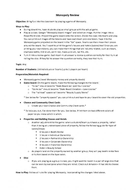 picture Monopoly Pdf 122452 | Monopoly Review Directions