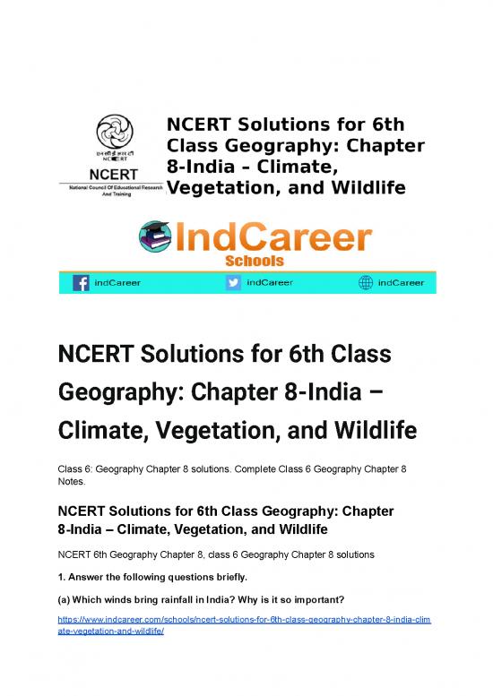 picture1_Agriculture Pdf Notes 120754 | Ncert Solutions For 6th Class Geography  Chapter 8 India &ndash; Climate Vegetation And Wildlife