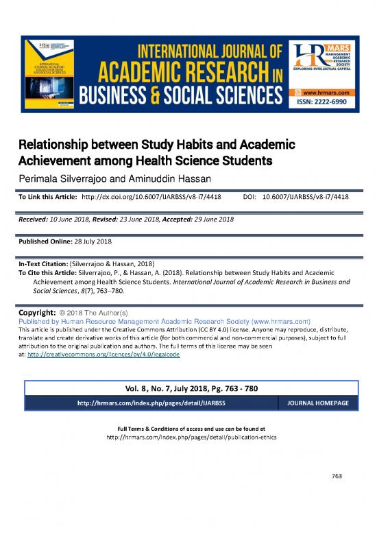 picture1_Study Habits Pdf 121271 | Relationship Between Study Habits And Academic Achievement Among Health Science Students