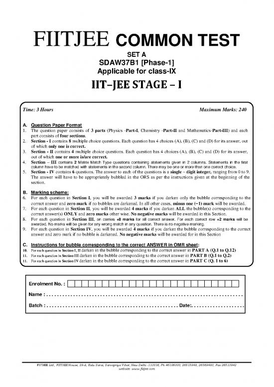 picture Iit Jee Sample Paper 121787 | Sample Paper Class 9