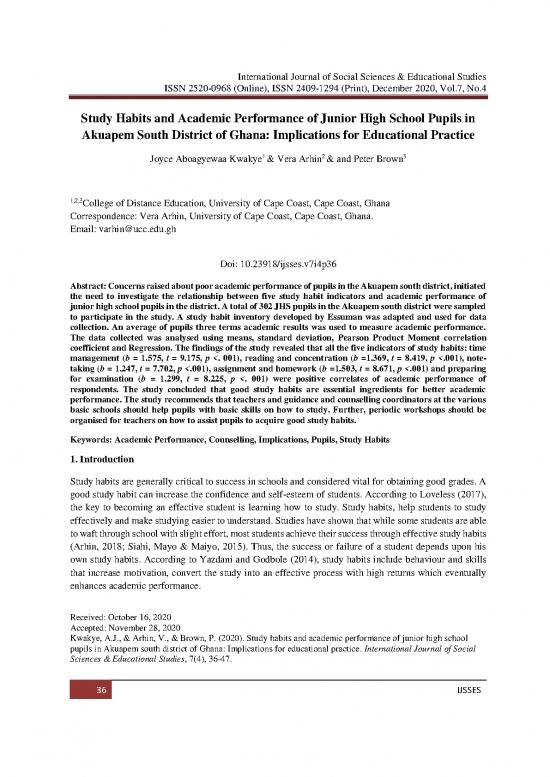 picture1_Study Habits Pdf 121288 | Study Habits And Academic Performance Of Junior High School Pupils In Akuapem South District Of Ghana Implications For Educational Practice