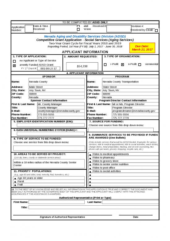 picture Excel Sheet Download 11433 | Sample Adsd Competitive Social Services Grant Application Fy2018 Part1 | Sample Application