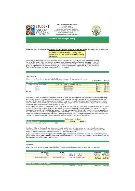 picture Excel Sheet Download 11534 | Event Budget | Sample Application