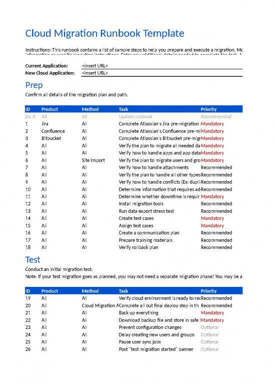 picture_Excel Sheet Download 11557 | Cloud Migration Runbook Template | Sample Application