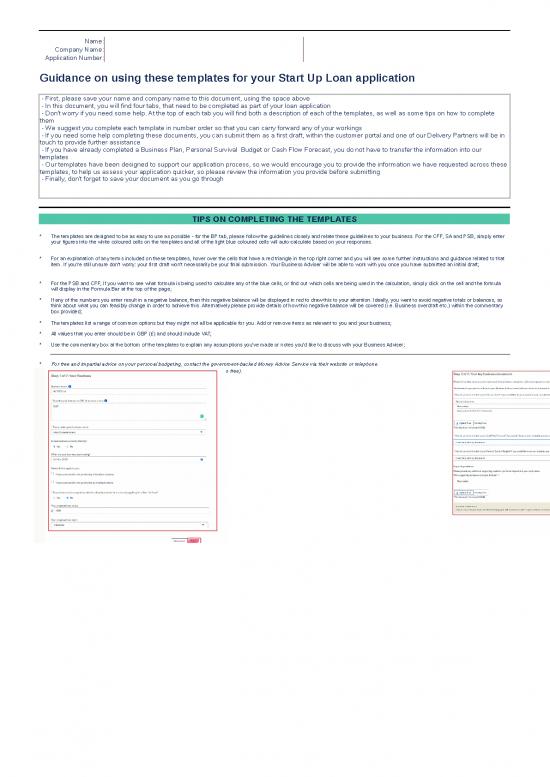 picture1_Excel Sheet Download 11561 | Start Up Loans Cash Flow Forecast | Sample Application