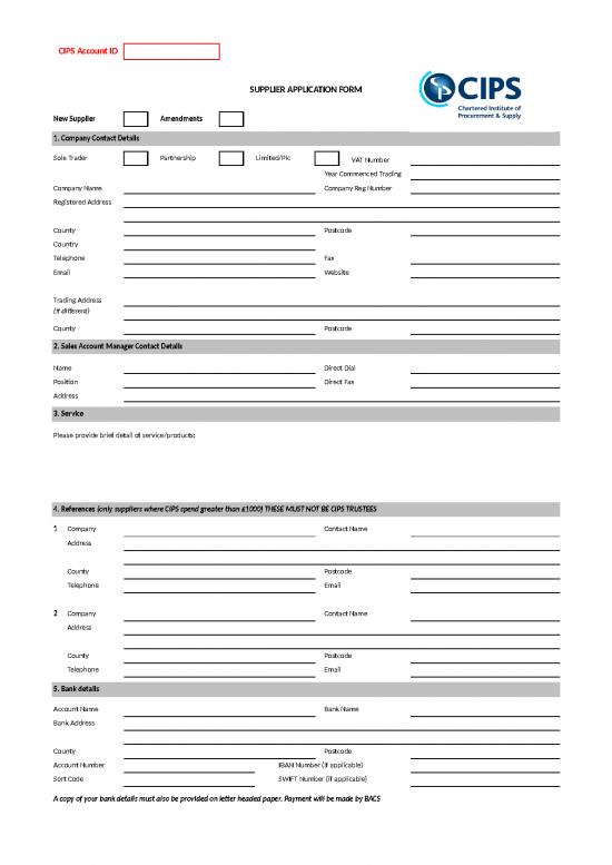 picture Account Template Excel Free Download 11567 | Supplier Application Form | Sample Application