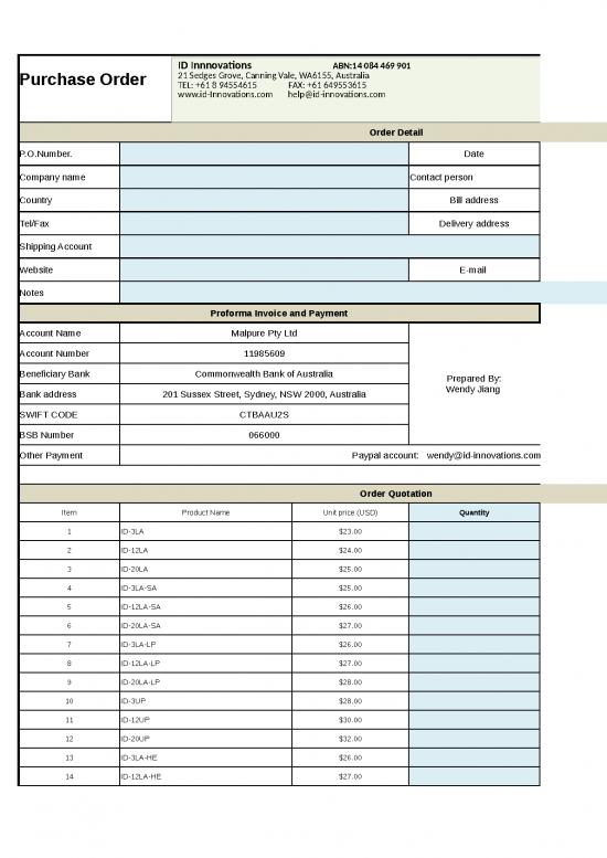 picture Quotation Template Excel 11620 | Sample Order Sheet Unlocked (2020 4 29) | Sample Application