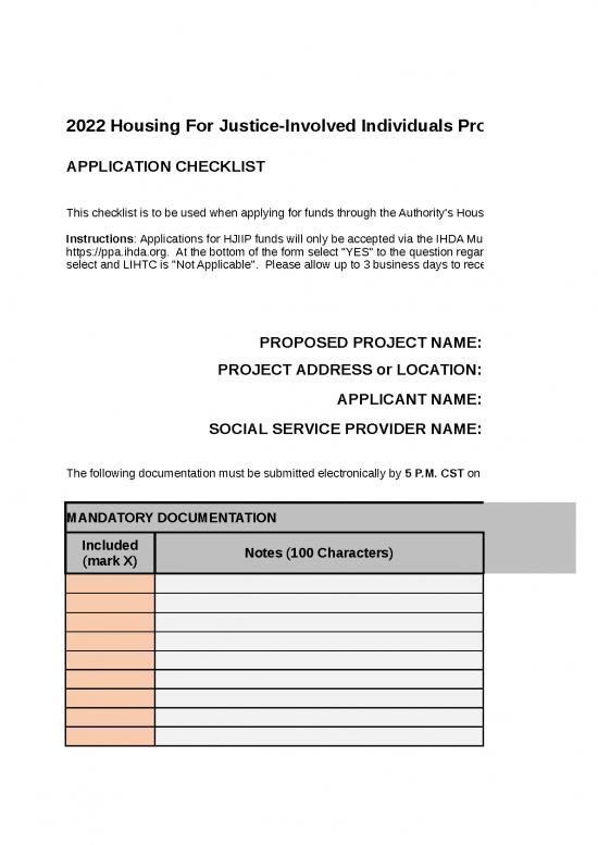 picture Checklist Template Excel Free Download 11623 | 2022 Hjiip Application Checklist | Sample Application