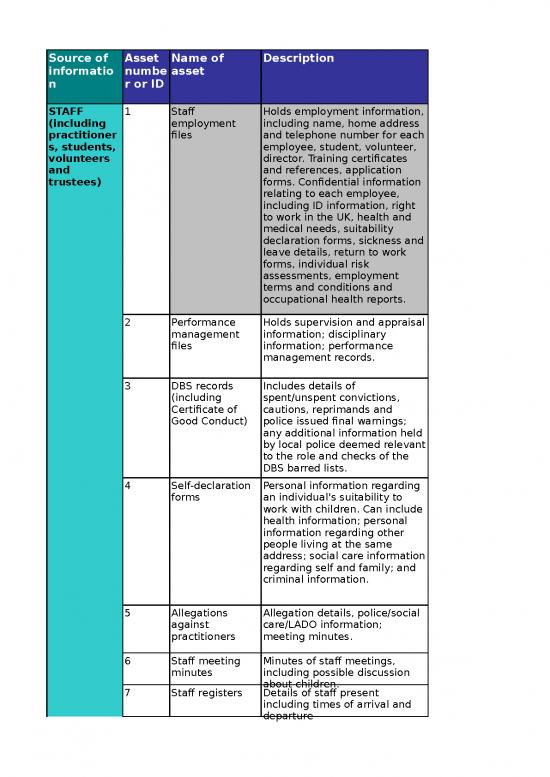 picture Excel Sheet Download 11666 | Information Asset Register For Early Years Settings   Template | Sample Application