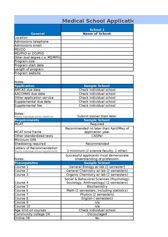 picture_Excel Sheet Download 11678 | Health Professions School Tracker | Sample Application