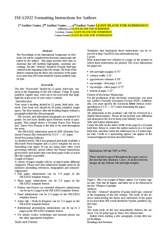 picture Electronic Spread Sheet 11785 | Isea2022 Template | Sample Submission