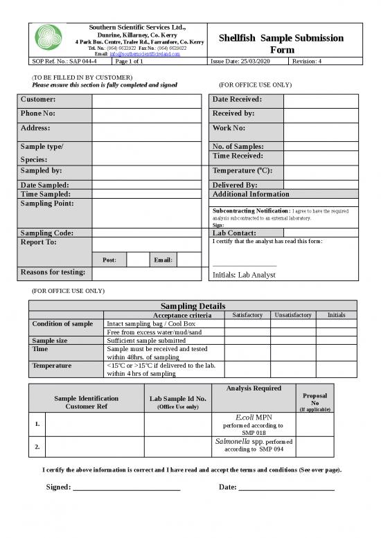 picture_Work Spreadsheet 11829 | Sap 044 4 Shellfish Sample Submission Form Rev 4 | Sample Submission