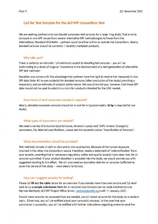picture1_Update Call For Test Samples For The Alt Spf Study | Sample Submission