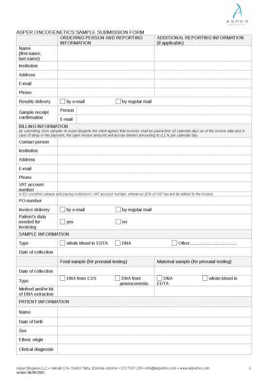 picture Receipt Template Word 11851 | Asper Oncogenetics Sample Submission Form | Sample Submission