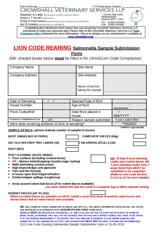 picture Receipt Template Word 11875 | S1d Lion Code Rearing Salmonella Sample Submission Form V3 16 05 2018 | Sample Submission