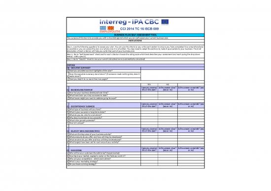 picture1_Excel Sheet Download 12060 | Business Plan Self Assessment Tool | Business Form Tools