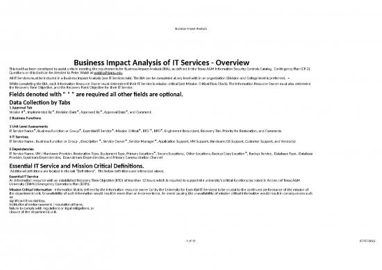 picture Excel Sheet Download 12063 | Business Impact Analaysis | Business Form Tools