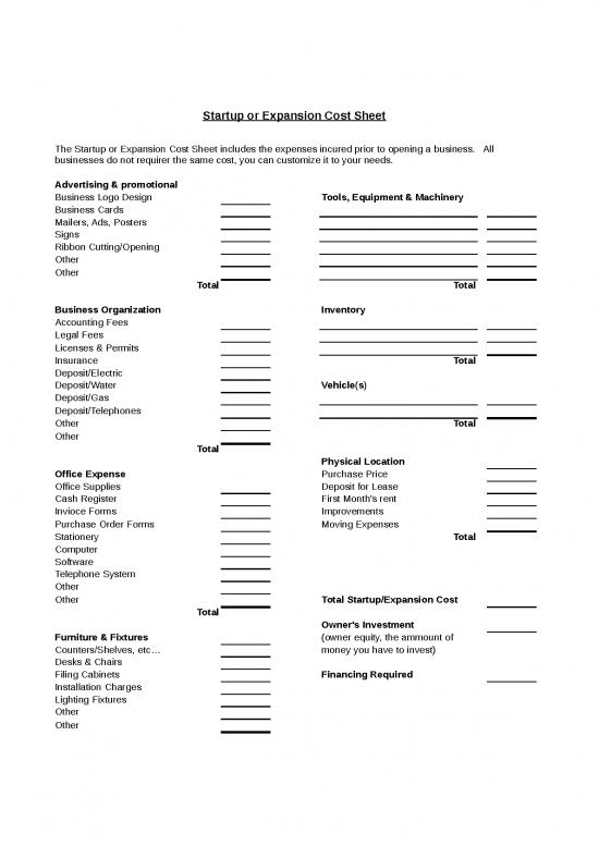 picture1_Excel Sheet Download 12200 | Startup Expansion Cost | Business Form Tools