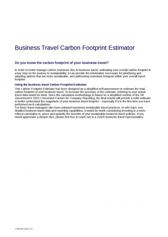 picture Excel Sheet Download 12415 | Zurich Business Travel Carbon Footprint Estimator | Business Form Tools