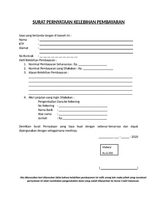 picture_File - Surat Pernyataan Id 12497 | Surat Pernyataan Kelebihan Pembayaran