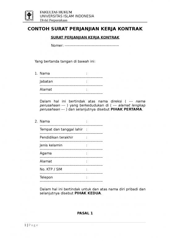picture1_Contoh Surat Perjanjian Kerja Kontrak Fh Uii