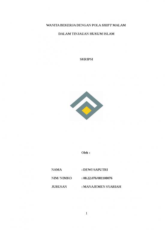 picture_Wanita Bekerja Dengan Pola Shift Malam Mnrt Islam