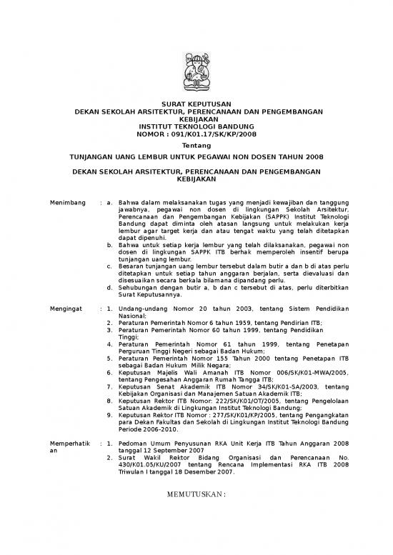 picture Surat Utusan Id 12815 | Sk Tunjangan Lembur Sappk 2008