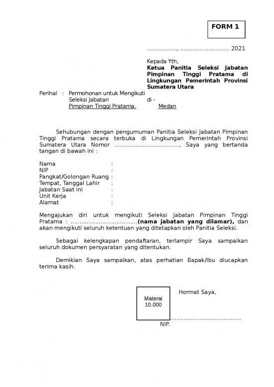 picture_Form Isian Pendaftaran Seleksi Terbuka Jabatan Pimpinan Tinggi Pratama Pemprovsu Tahun 2021