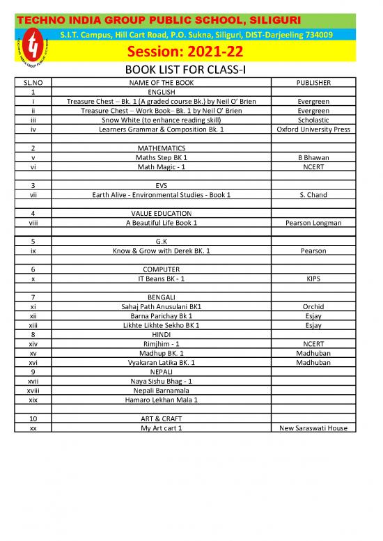 picture1_1628162031 Book List For Class I To Class Xii F