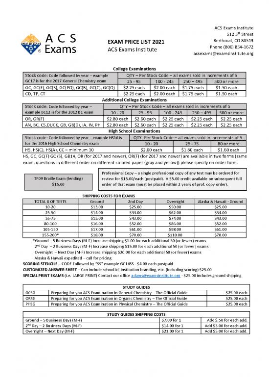 picture Acs General Chemistry Exam Pdf 123342 | 2021 Exams Price List Pdf