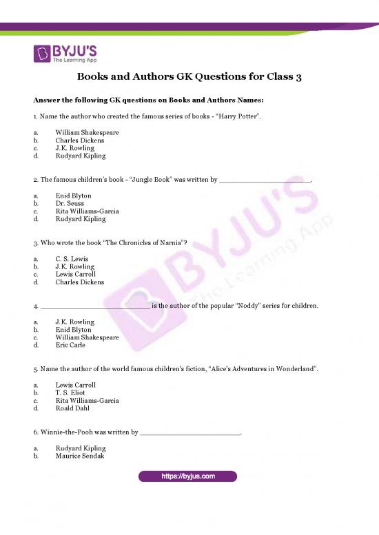 picture1_Books And Authors Interesting Gk Questions For Class 3