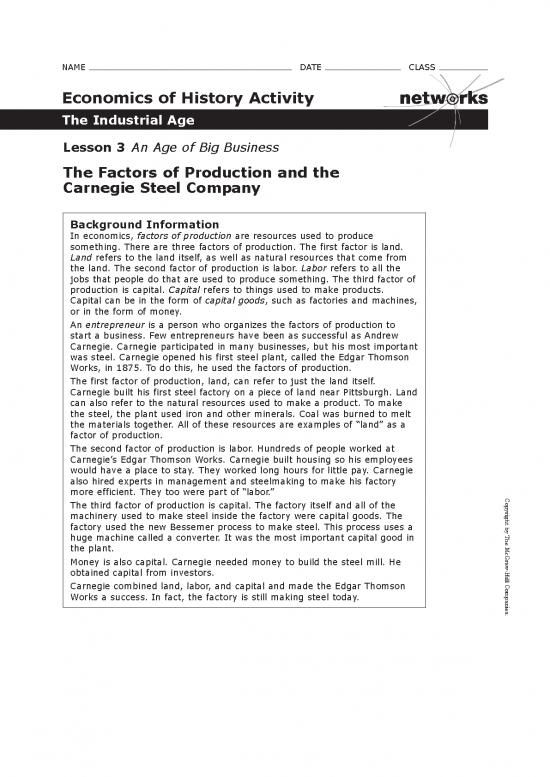 picture Economics Pdf 125358 | C20 L The Factors Of Production And The Carnegie Steel Company Worksheet