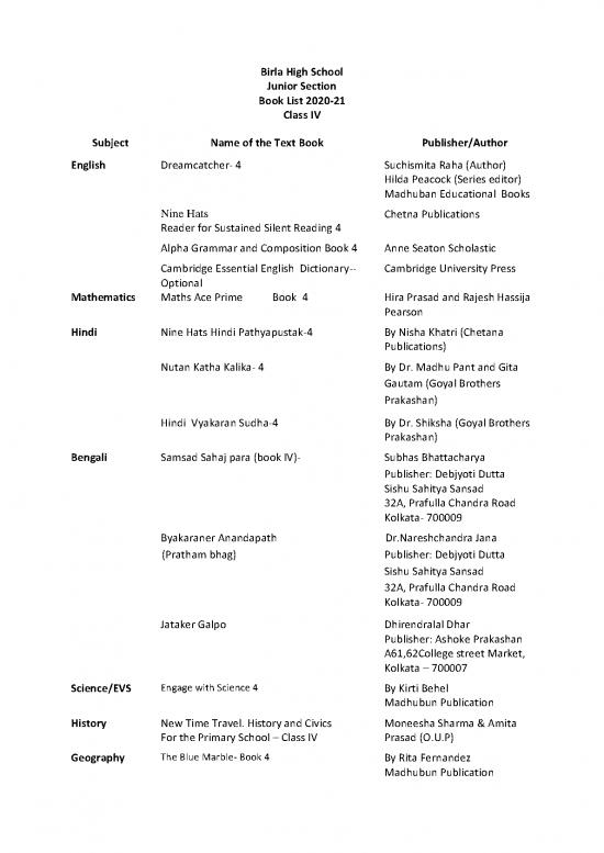 picture1_Class Iv Booklist 2020 21