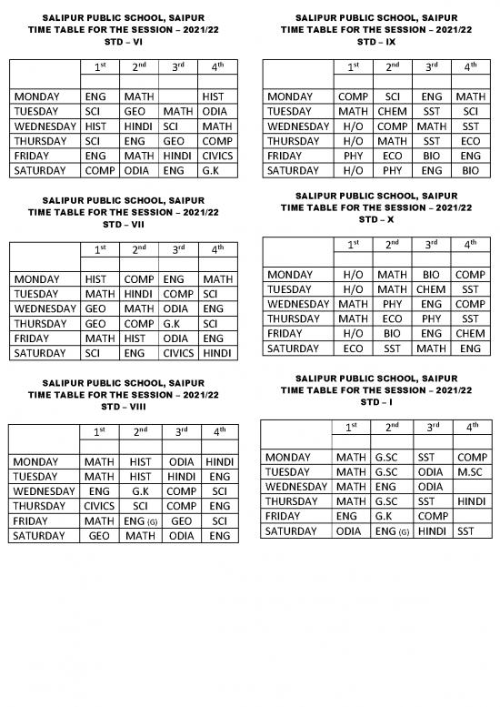 picture_Class Time Table