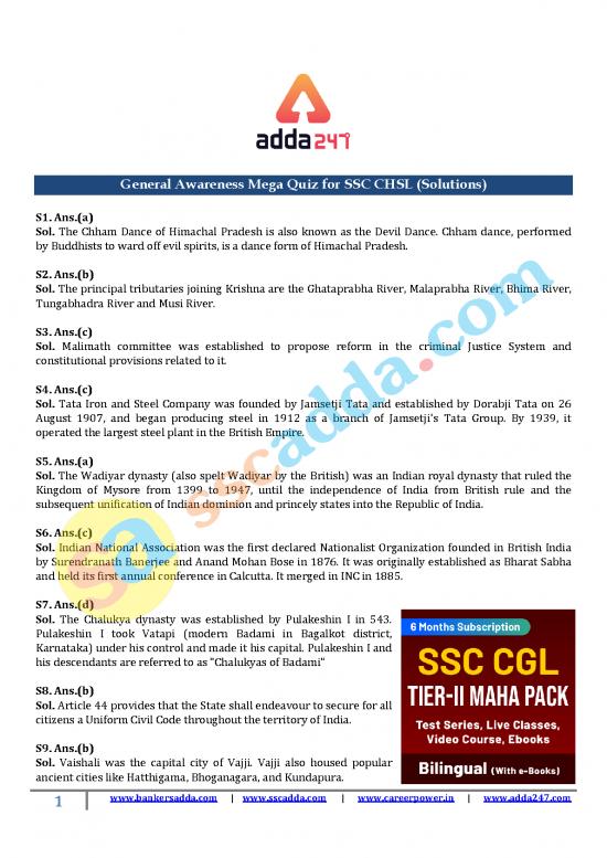 picture General Awareness Pdf 123359 | Formatted General Awareness Mega Quiz For Ssc Chsl Solutions 1 1