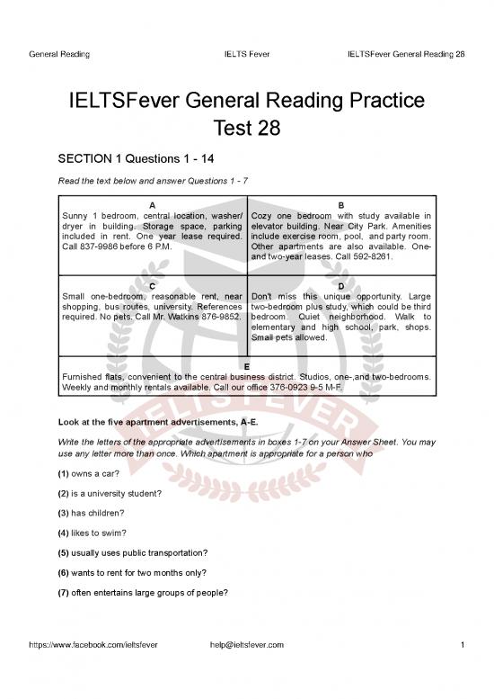 picture Ielts Fever General Reading Test 124761 | General Reading 28
