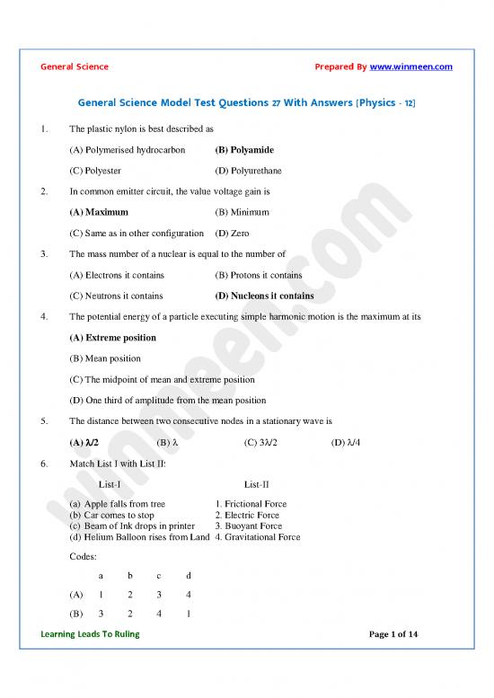picture1_General Science Pdf 123775 | General Science Model Test Questions 27 In English With Answer