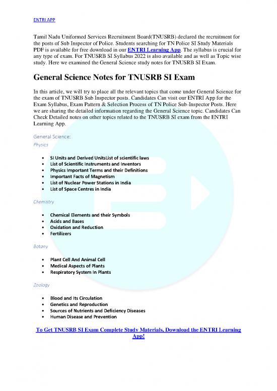 picture General Science Pdf 123057 | General Science Notes For Tnusrb Si Exam 2022