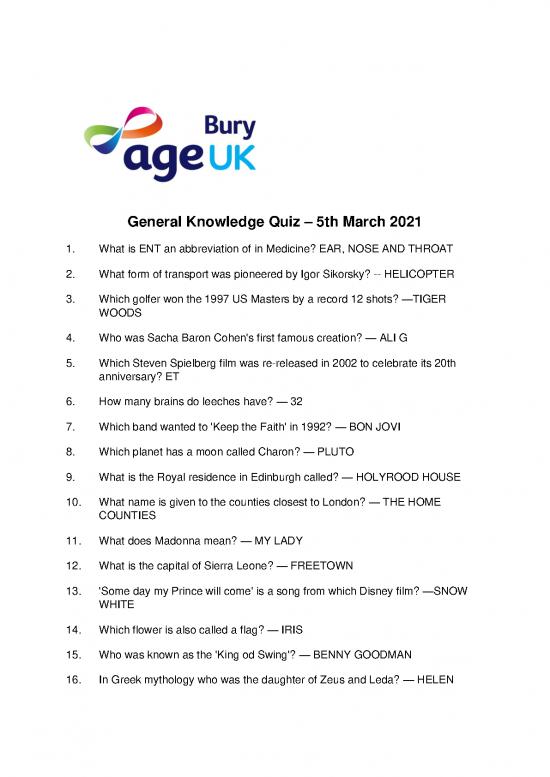 picture1_General Knowledge 2021 Pdf 122883 | Gk 5th March Answers