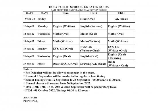 picture_Hps Gn Halfyearly Datesheet Nur To Xii2022 23