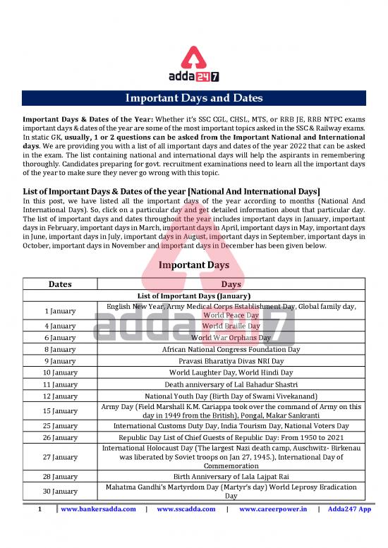 picture1_Important Days And Dates