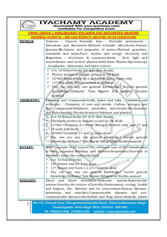 picture General Knowledge Pdf 122809 | Iyachamy Academy Eng Tnpsc Group 1 Preliminary Syllabus Book List