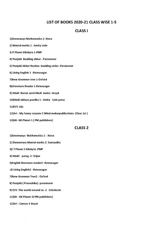 picture1_List Of Books 2020 21 Class 1 5