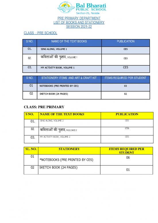 picture1_List Of Books For The Session 2021 22 M I To Xii 1